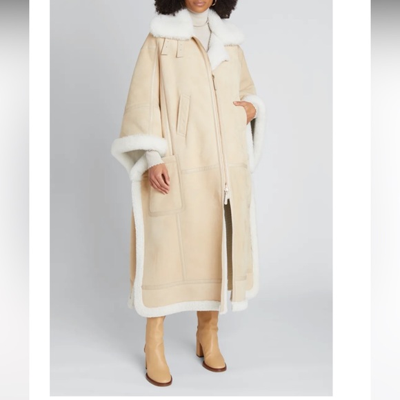 CHLOÉ Suede Shearling Zip Poncho - Picture 6 of 8